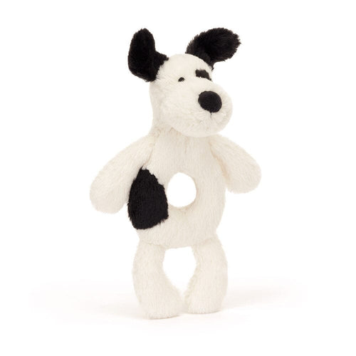 Ring Rattle | Bashful Black & Cream Puppy